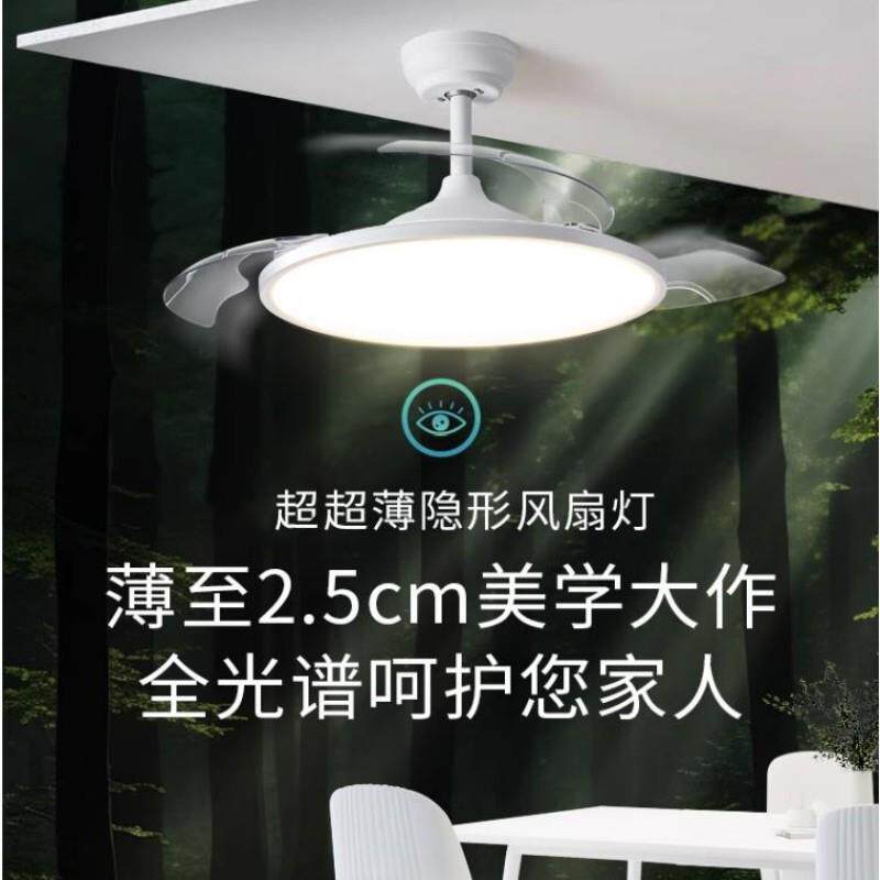 超薄电风扇灯隐形现代简约2025新款隐形卧室餐厅电扇一体吊灯吊扇
