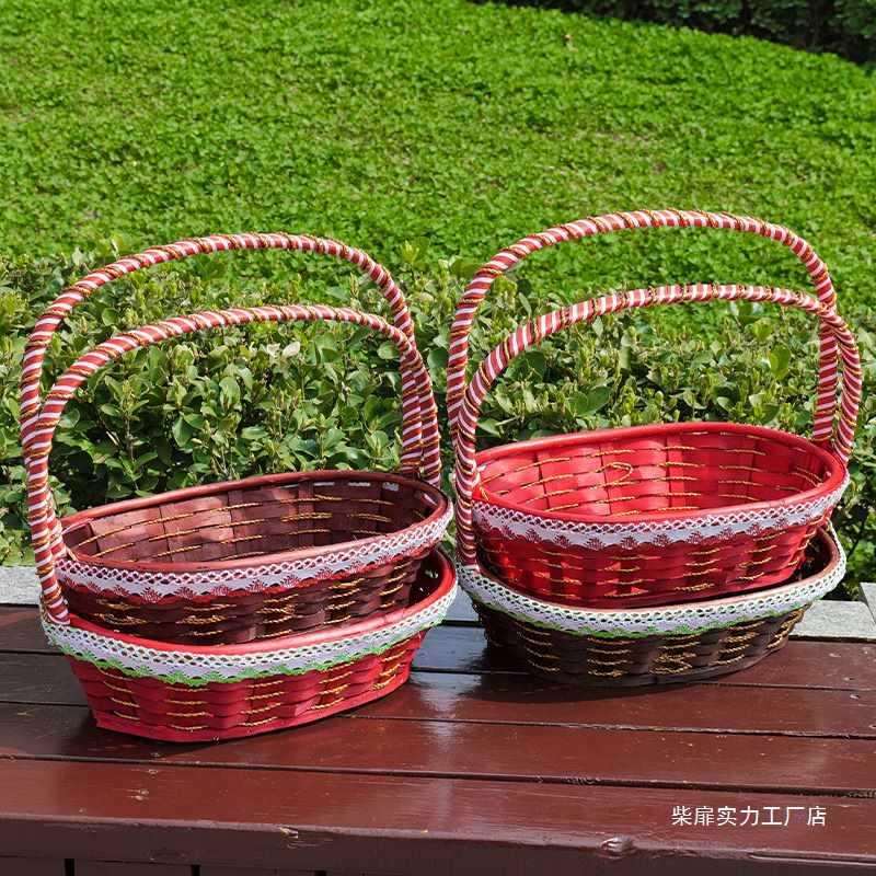 新款柳编大号水果篮藤编篮网红手提篮送礼篮鸡蛋篮采摘篮
