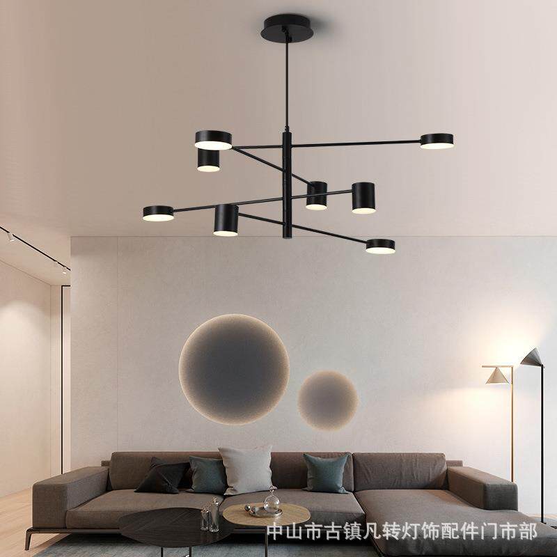 后现代旋转吊灯现代简约个性LED客厅灯黑色工业灯吊灯卧室小吊灯
