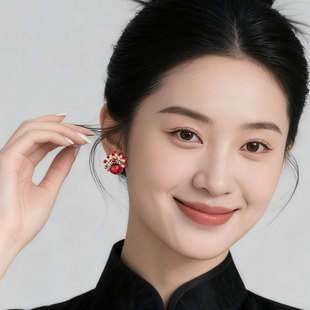 中国风戏曲刀马旦耳钉 银针时尚简约百搭喜庆耳环 新款潮脸谱耳饰