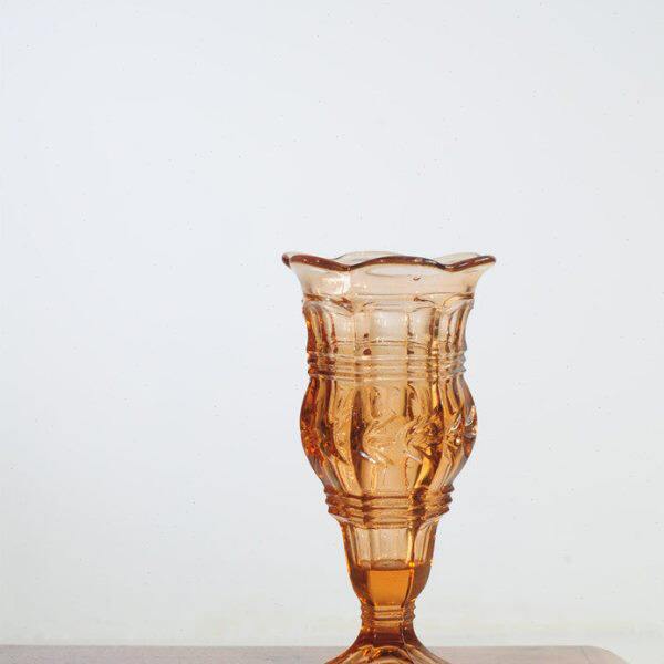 上海怀旧老玻璃花瓶琉璃花插琥珀色7080西洋老旧货杂件摆设