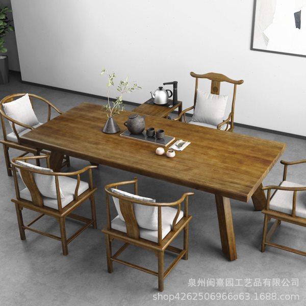 新中式复古实木接待泡茶桌椅组合创意休闲商用公室茶室大板茶台,商业/办公家具,茶台/茶桌,淘宝优惠券,粉丝福利购,淘宝优惠卷