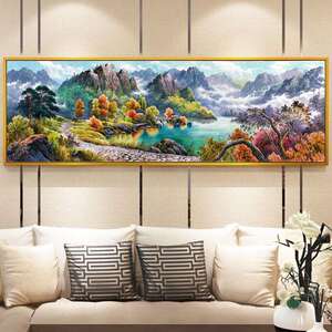 客厅山水画中国山水画新中式风景水墨国画餐厅书房挂画聚宝盆招财