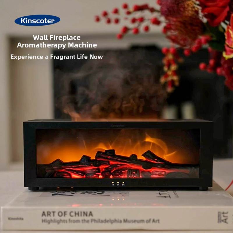 KINSCOTER壁炉彷真火焰香薰机小型家用加湿器桌面摆件创意礼物