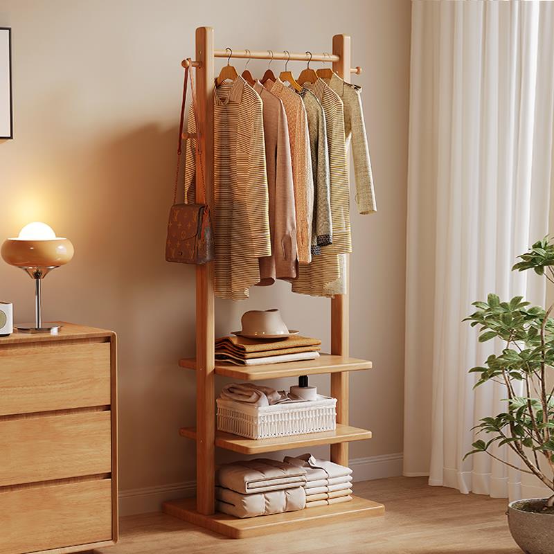 实木挂衣架落地式衣帽架卧室床边挂衣服架子家用小户型衣架置物架
