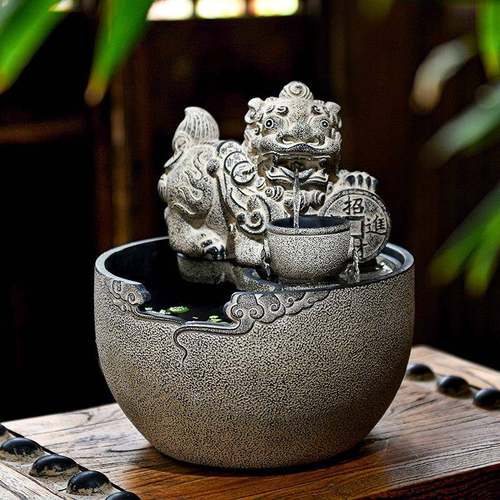 招财流水生财摆件循环水貔貅吐水兽办公室氛围茶室布置水系景观