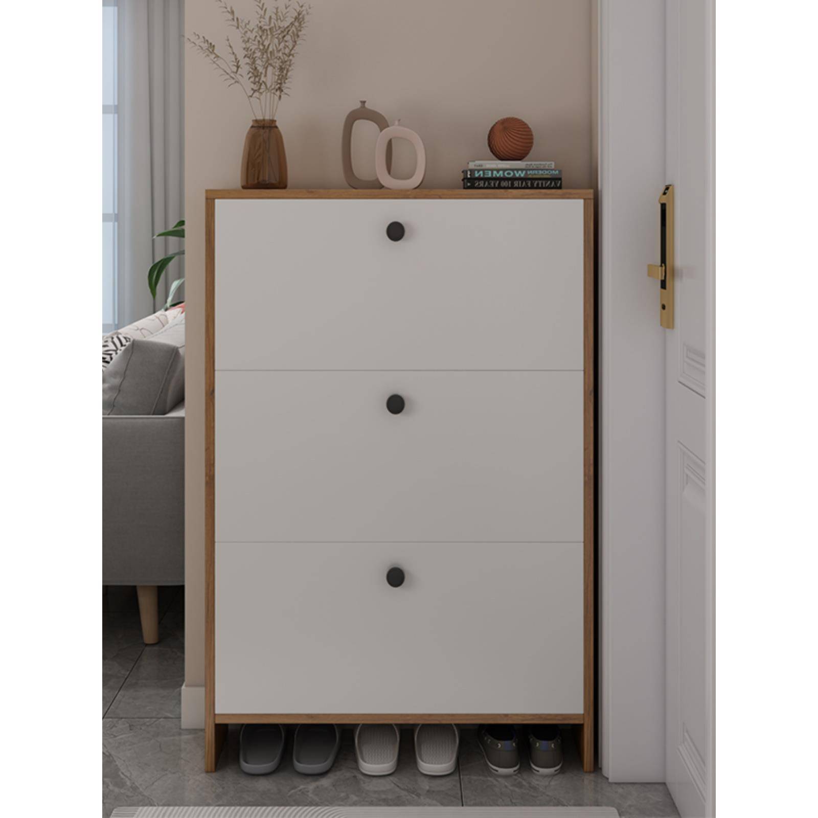 实木鞋柜超薄翻斗鞋架白色家用门口新款简约现代玄关大容量门厅柜