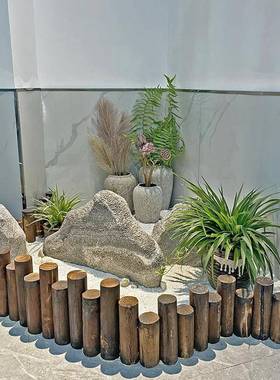 阳台花园造景道具商场木栅栏花坛围栏幼儿园室内装饰木桩摆件落地