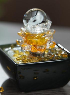 转球流水摆件循环水招财客厅玄关小型桌面创意装饰造景生财风水轮