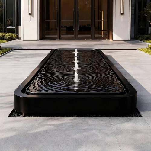 定制不锈钢景观水池户外涌泉循环流水酒店售楼部金属喷泉水景摆件