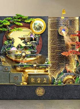 大型水幕墙背景墙假山循环水景观客厅室内玄关瀑布流水墙屏风摆件