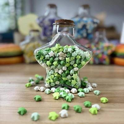 渐层色星星折纸幸运星可写字纸条夜光许愿瓶手工DIY生日礼物男友