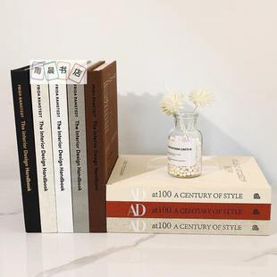 摆场陈列 样板房书柜桌面软装 外文黑白灰米装 饰真书可翻页简约风格