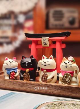 日式五福临门招福招财猫开运吉祥物乔迁开业桌面摆件新年祝福礼物