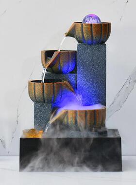 小型流水喷泉客厅招财风水轮桌面循环水装饰办公室生财风水球摆件