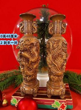 FM龙凤花瓶摆件一对电视柜桌面工艺礼品摆饰开 业乔迁新居礼品客