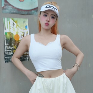 Wander 健身瑜伽网球 TraIn裸感磨毛V领运动背心带胸垫高强度短款