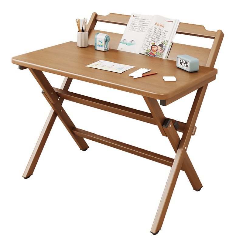折叠实木书桌学生家用桌子卧室小户型学习桌床边写字桌电脑桌