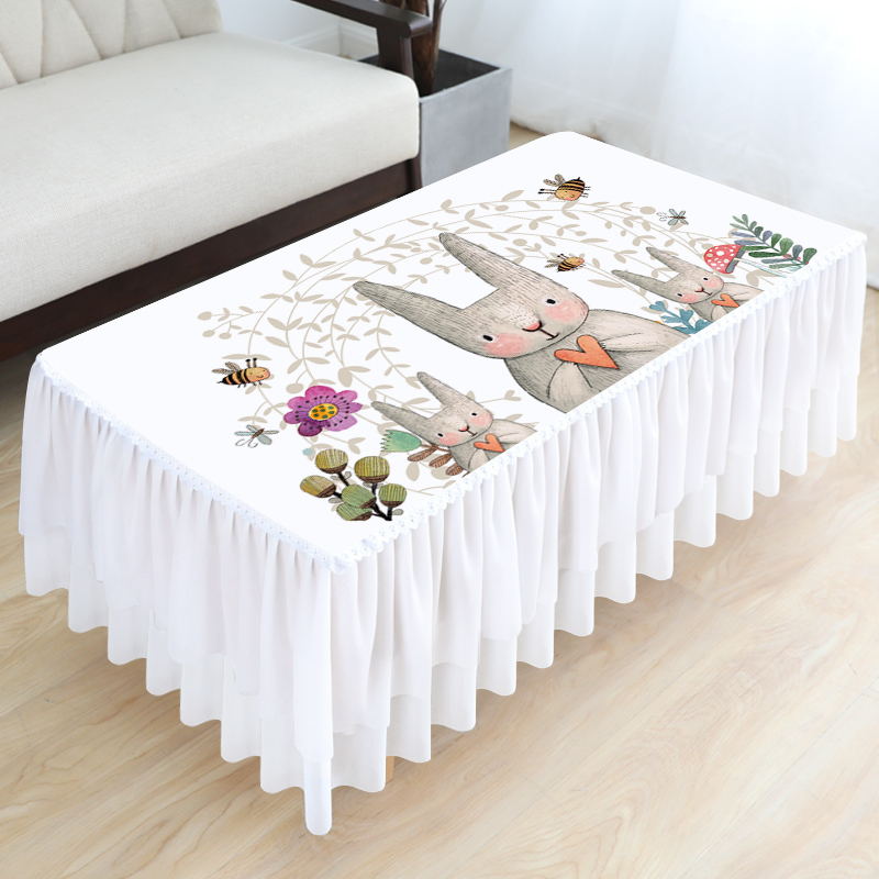 茶几桌布家用客厅长方形电视柜高级感全包新款蕾丝布罩防尘盖巾