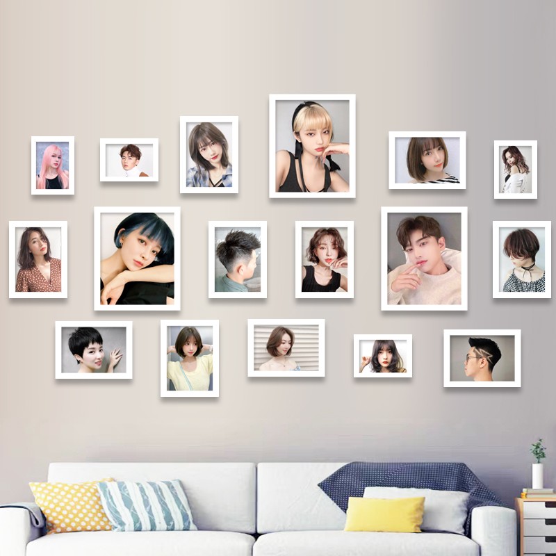 理发墙面装饰发型图片相框照片挂画发廊背景墙美发店墙上挂件