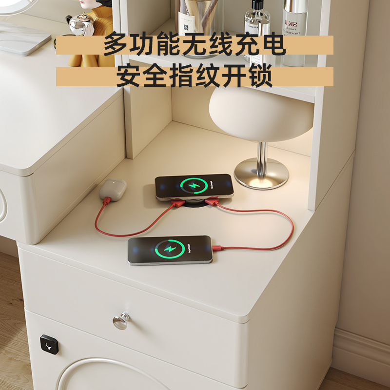 扬盈奶油风书桌书架一体带书柜卧室家用办公桌多功能学习电脑桌