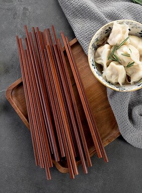 ill.F装红檀木筷子高档实木筷子家用中式筷子防滑防霉餐具