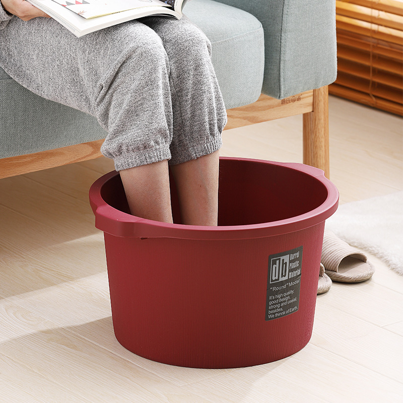 加厚家用泡脚盆带颗粒泡脚桶过小腿足浴盆塑料带把手洗脚盆