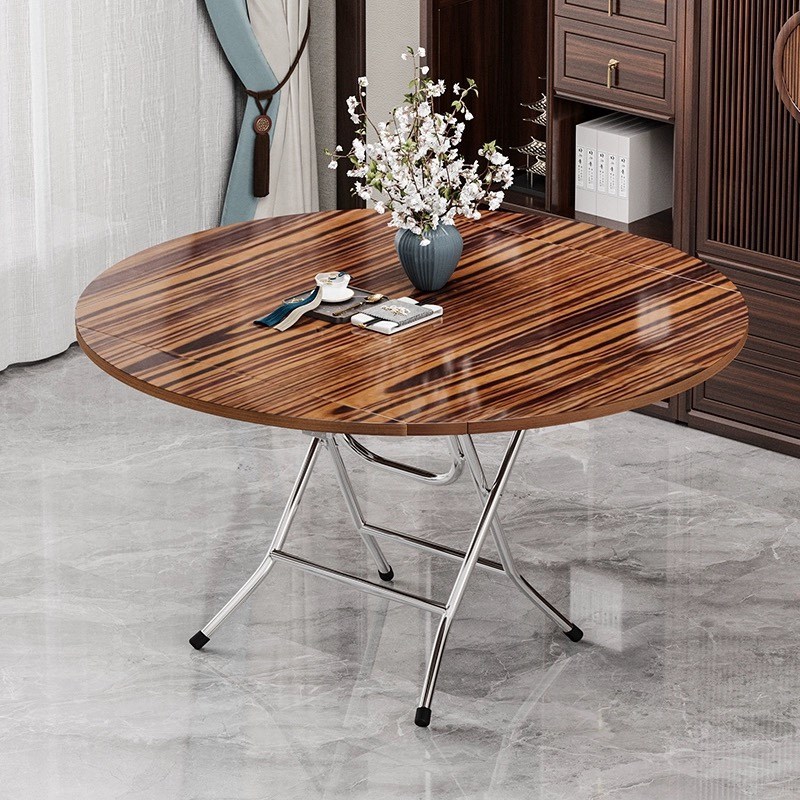 实木折叠桌家用靠边站吃饭桌子圆桌餐桌椅出租房折叠饭桌