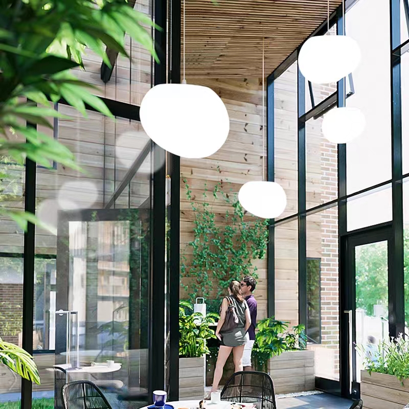 意大利鹅蛋鹅卵石灯LOFT挑高客厅卧室床头餐厅吧台灯复式楼梯吊灯