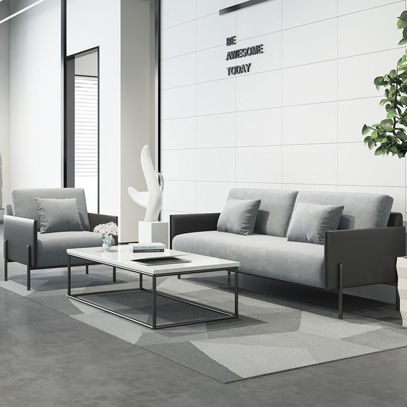 现代办公室沙发科技布商务接待室会客洽谈创意办公沙发茶几