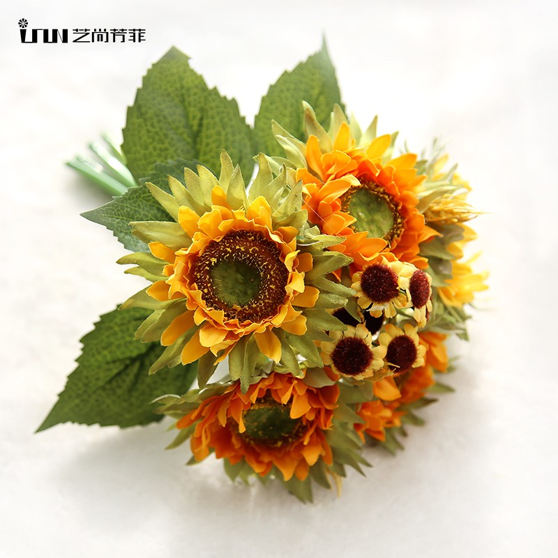 仿真向日葵花束in手札花假花人造绢花 家居客厅装饰摄影道具摆件