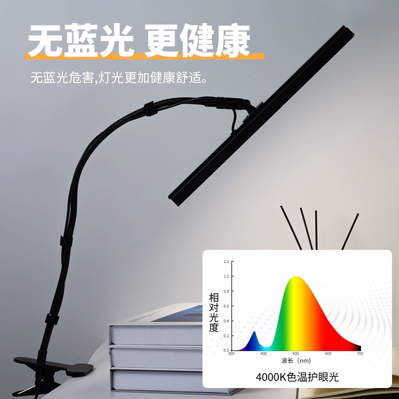 长臂伸缩夹子灯学生宿舍床头灯学习专用台灯夹式LED护眼屏幕挂灯