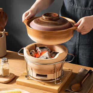 粗陶家用老式火锅炉打边炉大号沙锅烧烤炉装酒精炉碳炉用