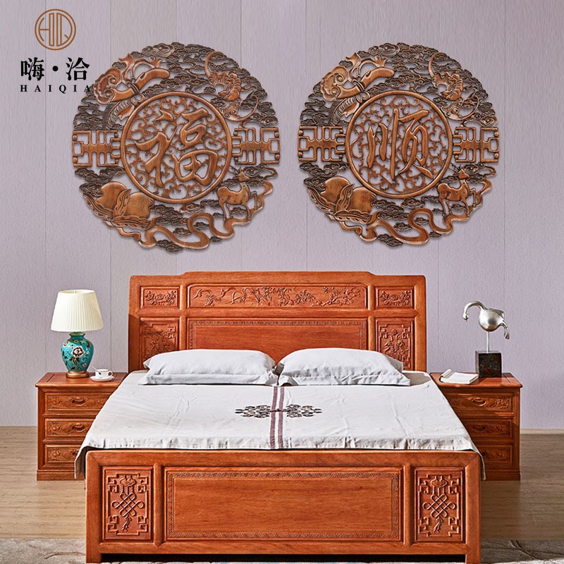 5ZW东阳木雕挂件壁挂中式仿古明清装饰画客厅玄关过道镂空雕刻香