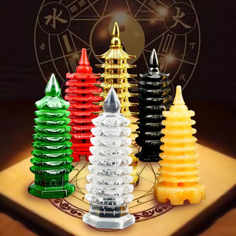 五行文昌塔黄玉水晶朱砂黄铜9层层书房书桌学习办公桌摆放,家居饰品,装饰摆件,淘宝优惠券,粉丝福利购,淘宝优惠卷
