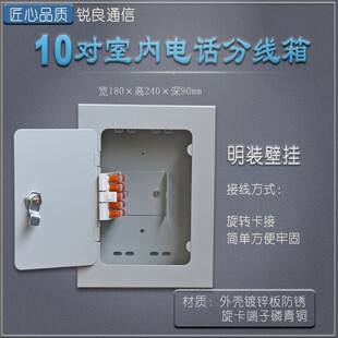 锐良通信语音电话分线箱对旋卡室内壁挂式明装分线盒电话配线箱