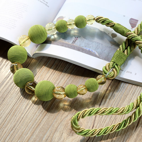 创意现代精巧手工编织水晶珠子窗帘绑带窗帘扣绑绳 精美时尚