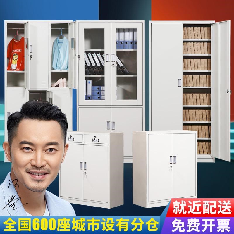 钢制多层财务凭证柜带锁资料文件柜铁皮人事档案柜矮柜玻璃门书柜