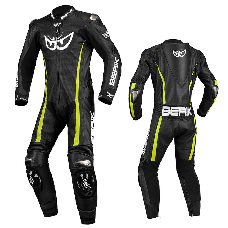 BERIK大眼路怒者5摩托车骑行打孔透气竞技赛道防摔赛车连体皮衣男