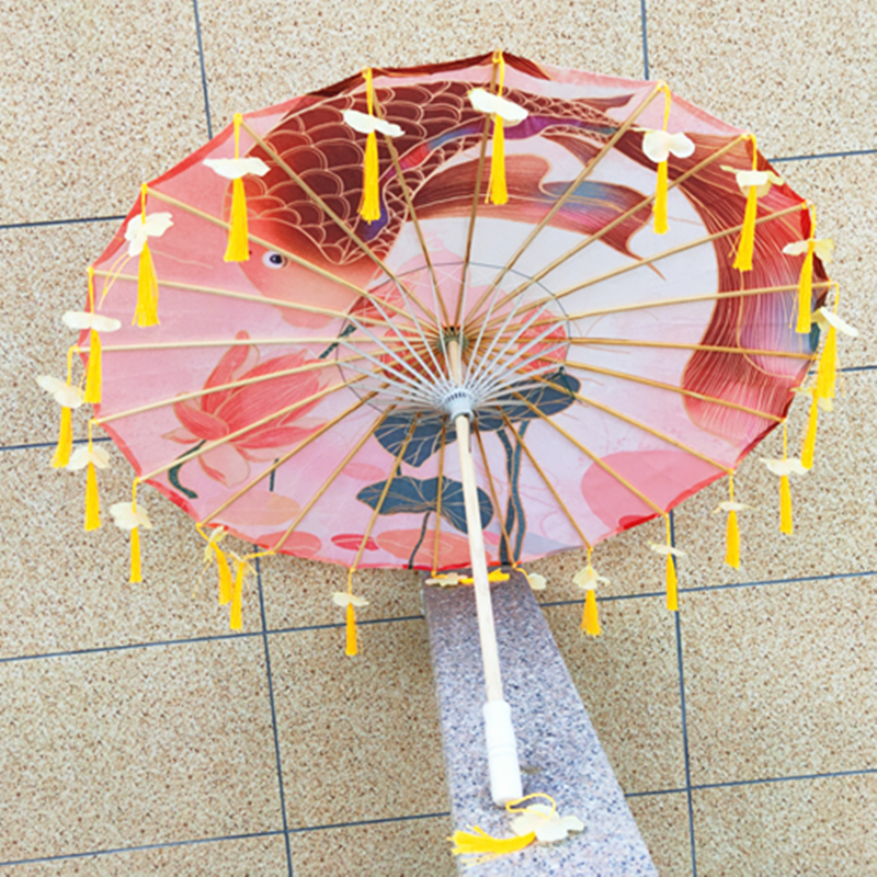 古风花瓣流苏伞防雨古代汉服舞蹈伞装饰道具走秀演出跳舞油纸伞