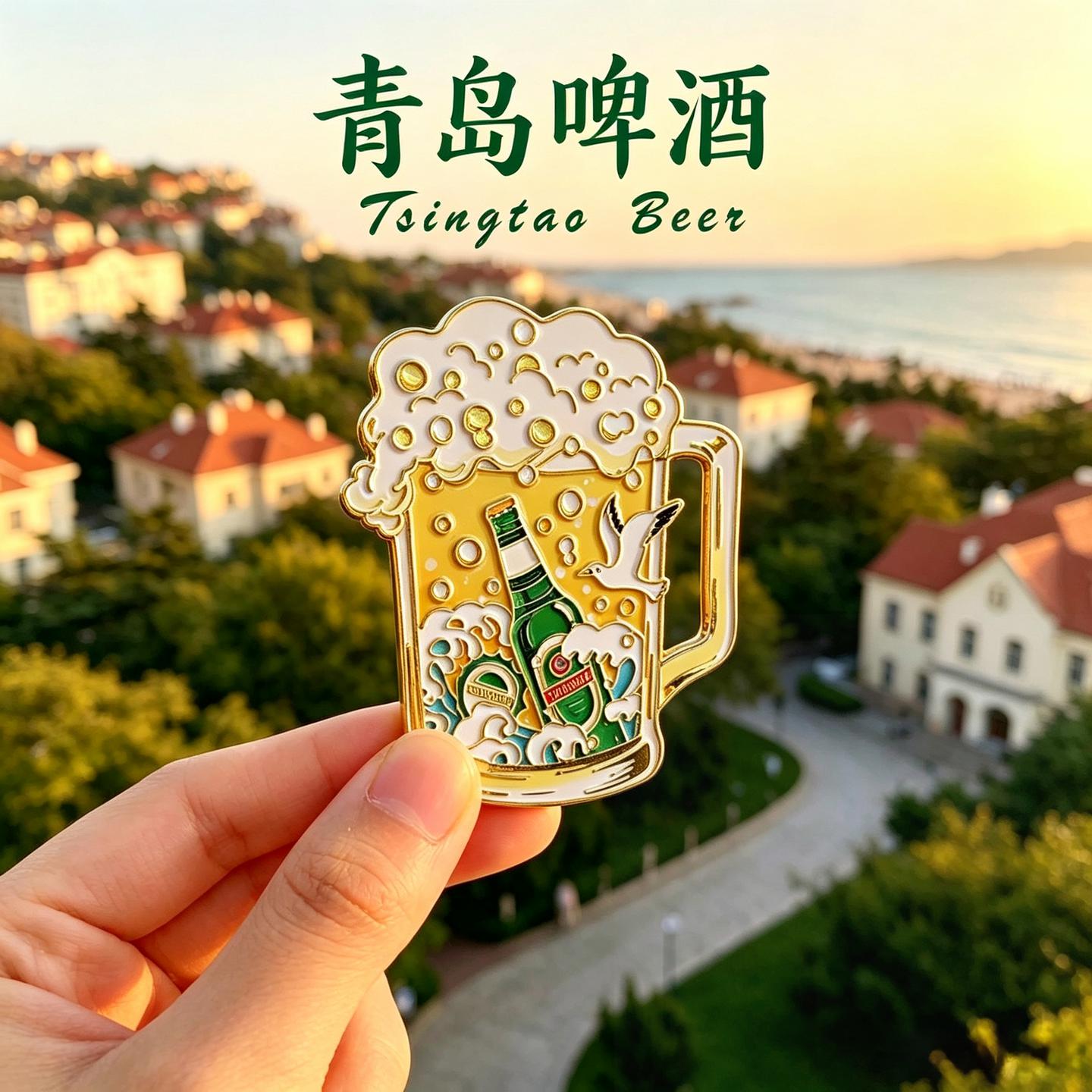 文创青岛啤酒冰箱贴旅游城市景点纪念品收藏个性家居金属双磁吸贴