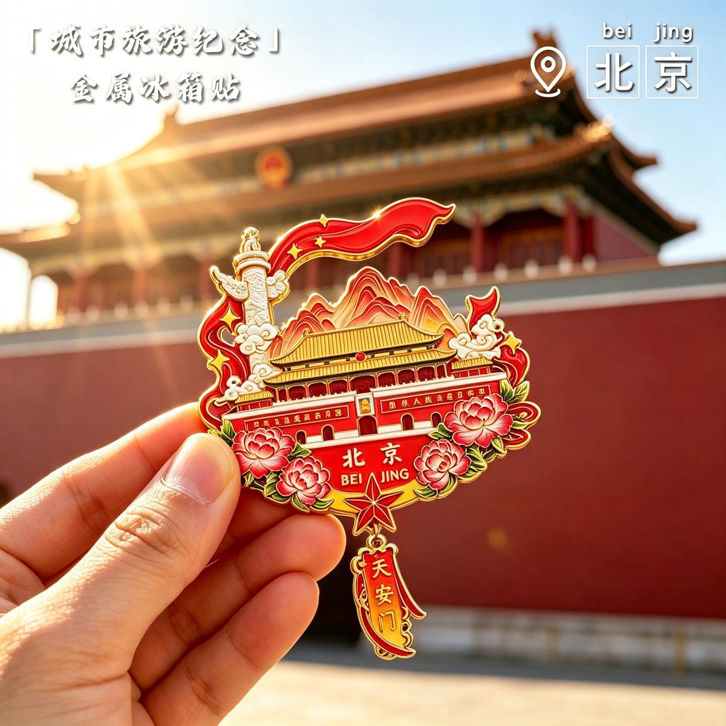 北京文创故宫天安门冰箱贴中国古风城楼金属磁吸贴旅游纪念收藏品