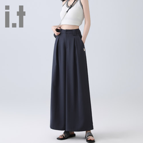 it ccaabb夏季新款西装裤女高腰显瘦小个子休闲直筒垂感阔腿裤K