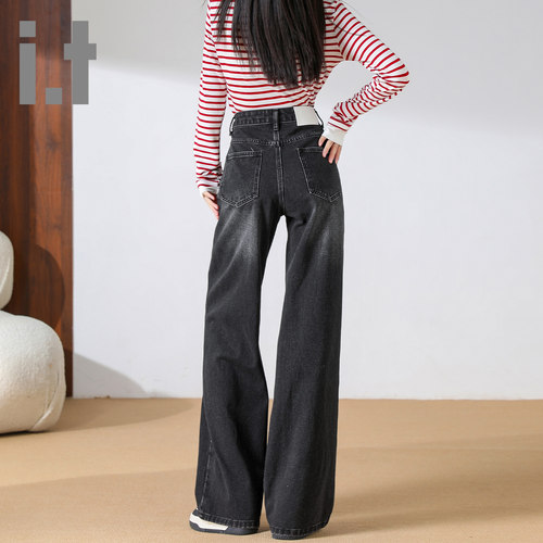 it ccaabb牛仔裤女新款春秋时尚复古宽松显瘦舒适高腰窄版阔腿裤K