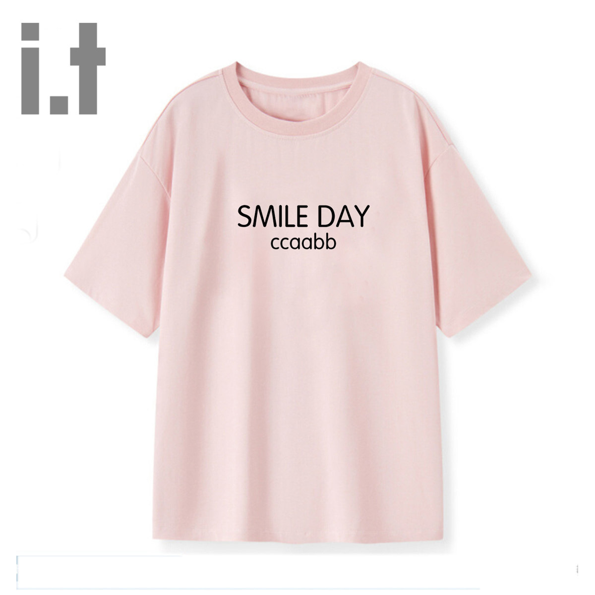 it ccaabb夏新款短袖t恤上衣字母印花宽松纯棉洋气减龄圆领体恤K