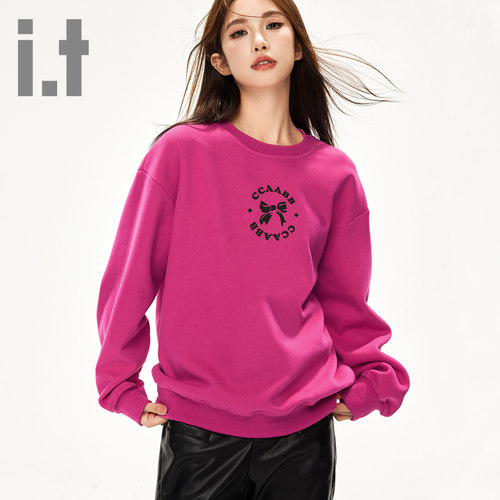it ccaabb圆领卡通印花卫衣女新款女装套头韩版宽松休闲百搭上衣K