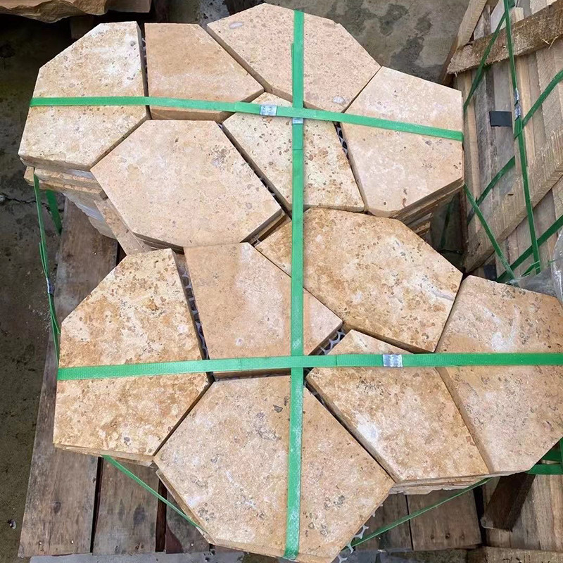 天然莱姆石地砖庭院子室内外园别墅入户铺台阶踏步秋黄石材洞石