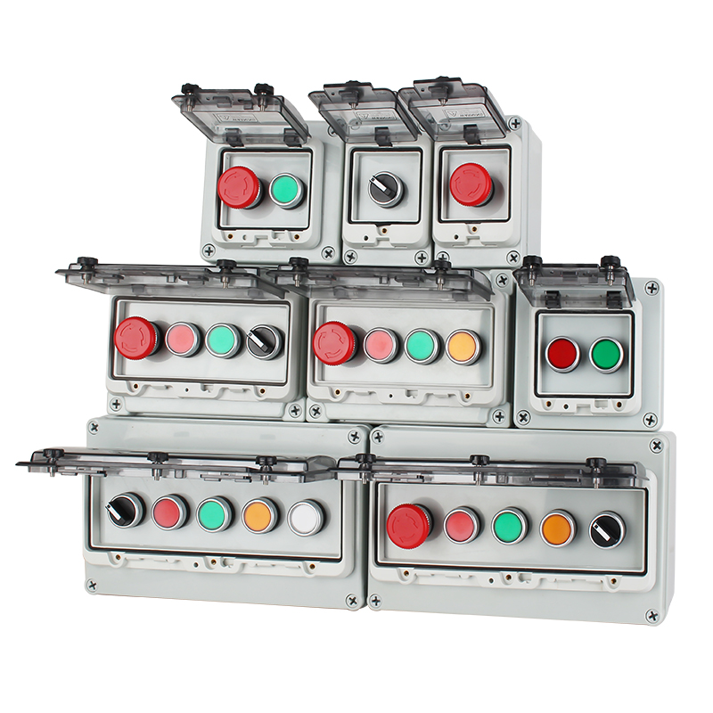 孔防水关控制盒 定制户室外急停按钮箱电梯启动停止接线盒