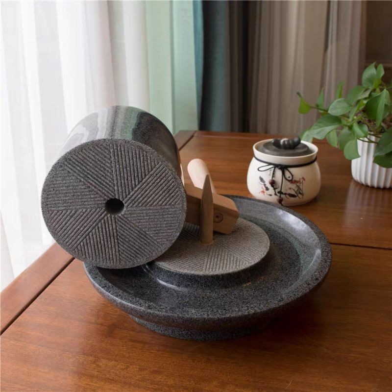 仿宋点茶石磨茶磨点茶工具磨盘磨具研碾磨十二茶先生石运转茶百戏