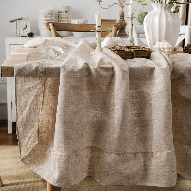 法式浪漫荷叶边棉麻布艺茶几盖巾文艺复古桌布餐桌台布家用长桌垫,居家布艺,桌布,淘宝优惠券,粉丝福利购,淘宝优惠卷